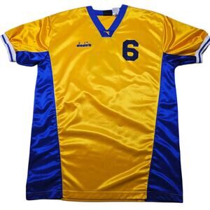DIADORA Yellow Soccer Polyester Jersey Shirt Men’s Size Large #6 Vintage 90s